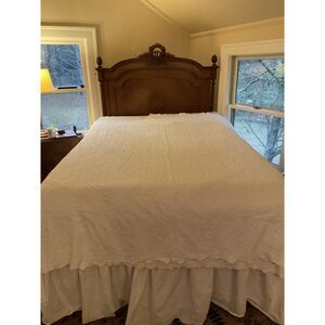 PORTUGAL Docofil White Matelasse Cotton Quilt Coverlet w/ Two Shams 82 X 87 Q